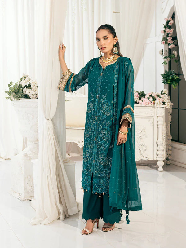 3PC Chiffon Embroidered Suit