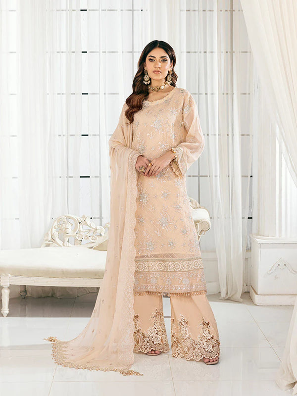 3PC Chiffon Embroidered Suit