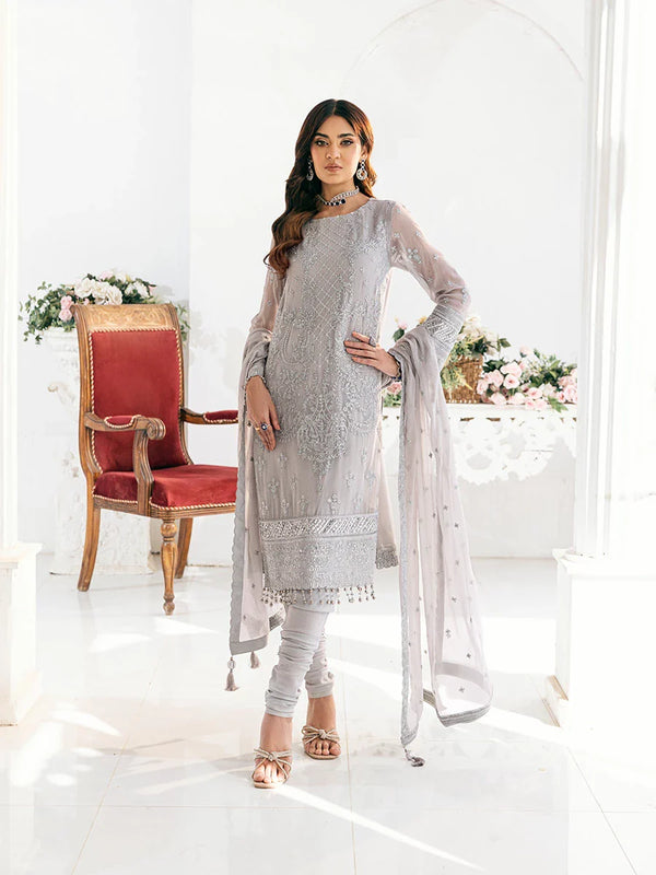 3PC Chiffon Embroidered Suit