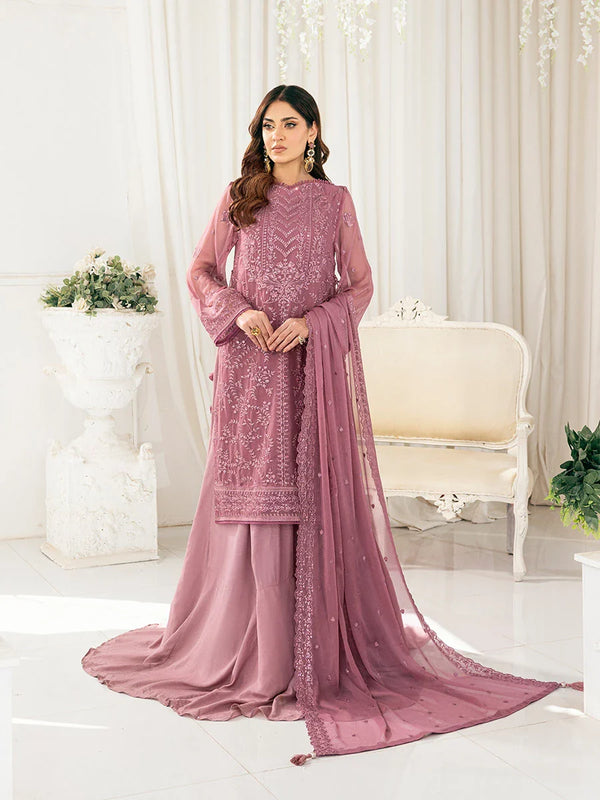 3PC Chiffon Embroidered Suit