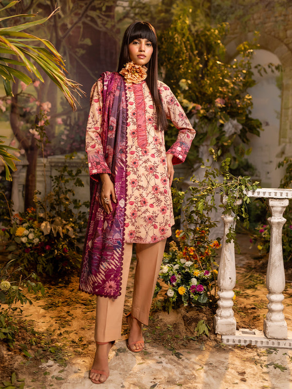 2pc Unstitched Digital Printed Lawn Shirt & Dupatta